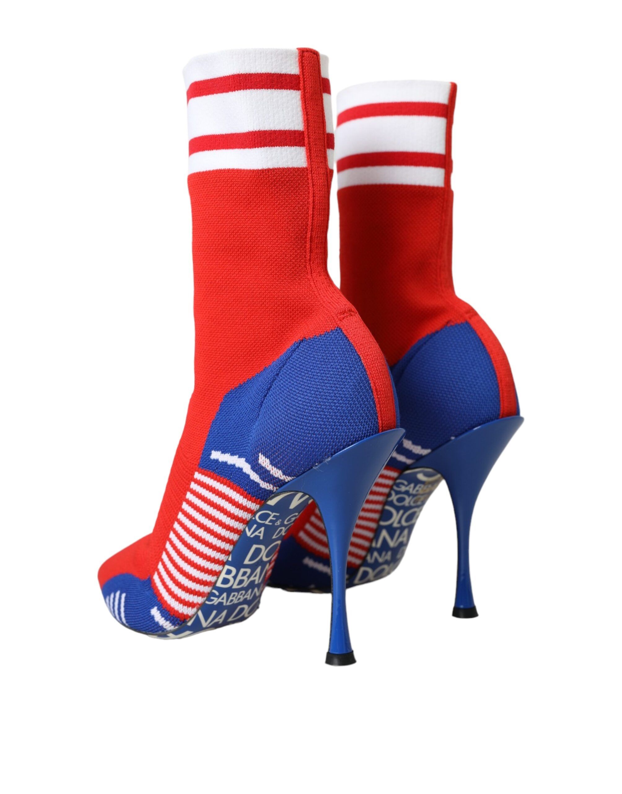 Red Blue Stretch Sock Style Ankle Boots Logo Women's Shoes - Dolce & Gabbana - Modalova