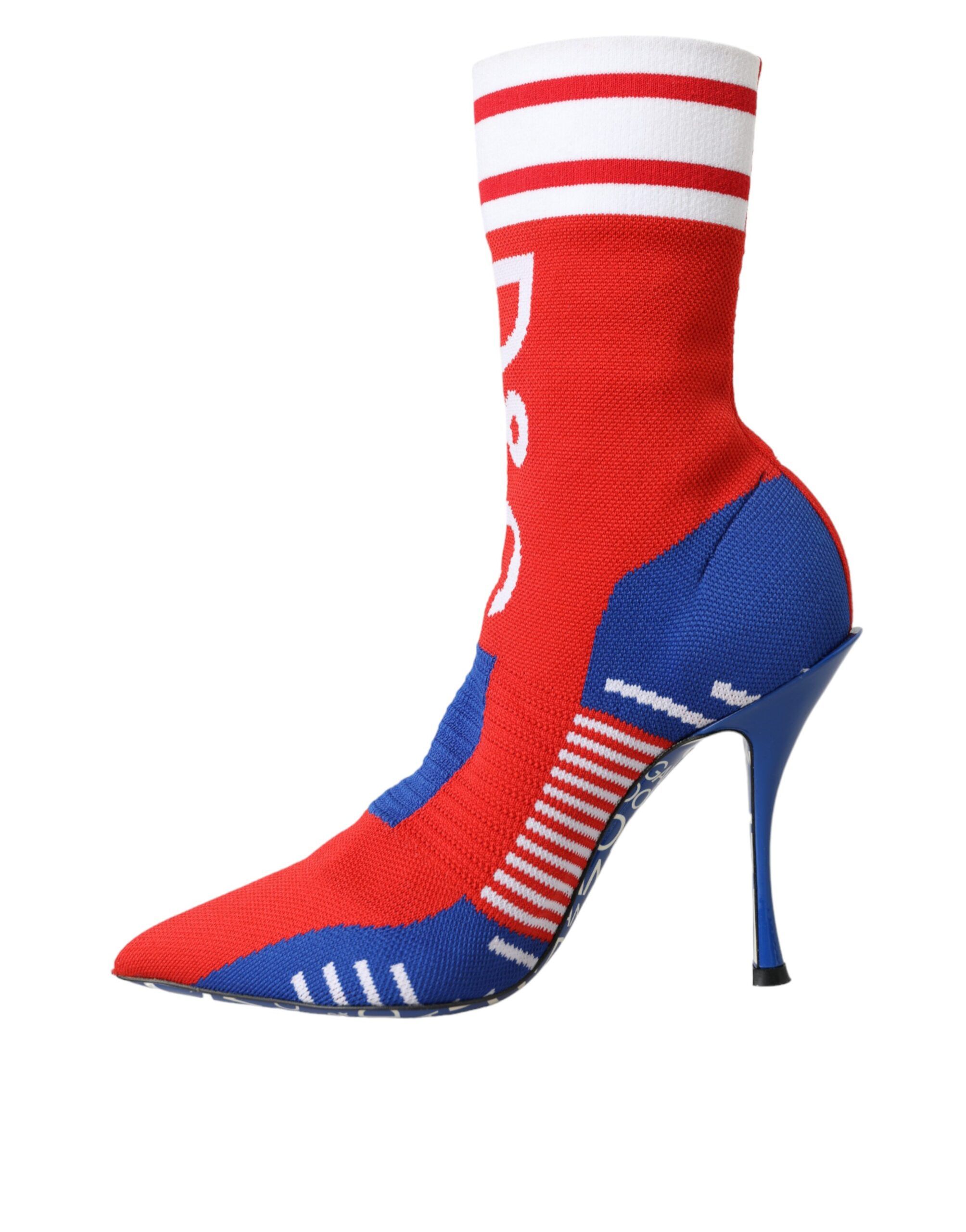 Red Blue Stretch Sock Style Ankle Boots Logo Women's Shoes (Pre-Owned) - Dolce & Gabbana - Modalova