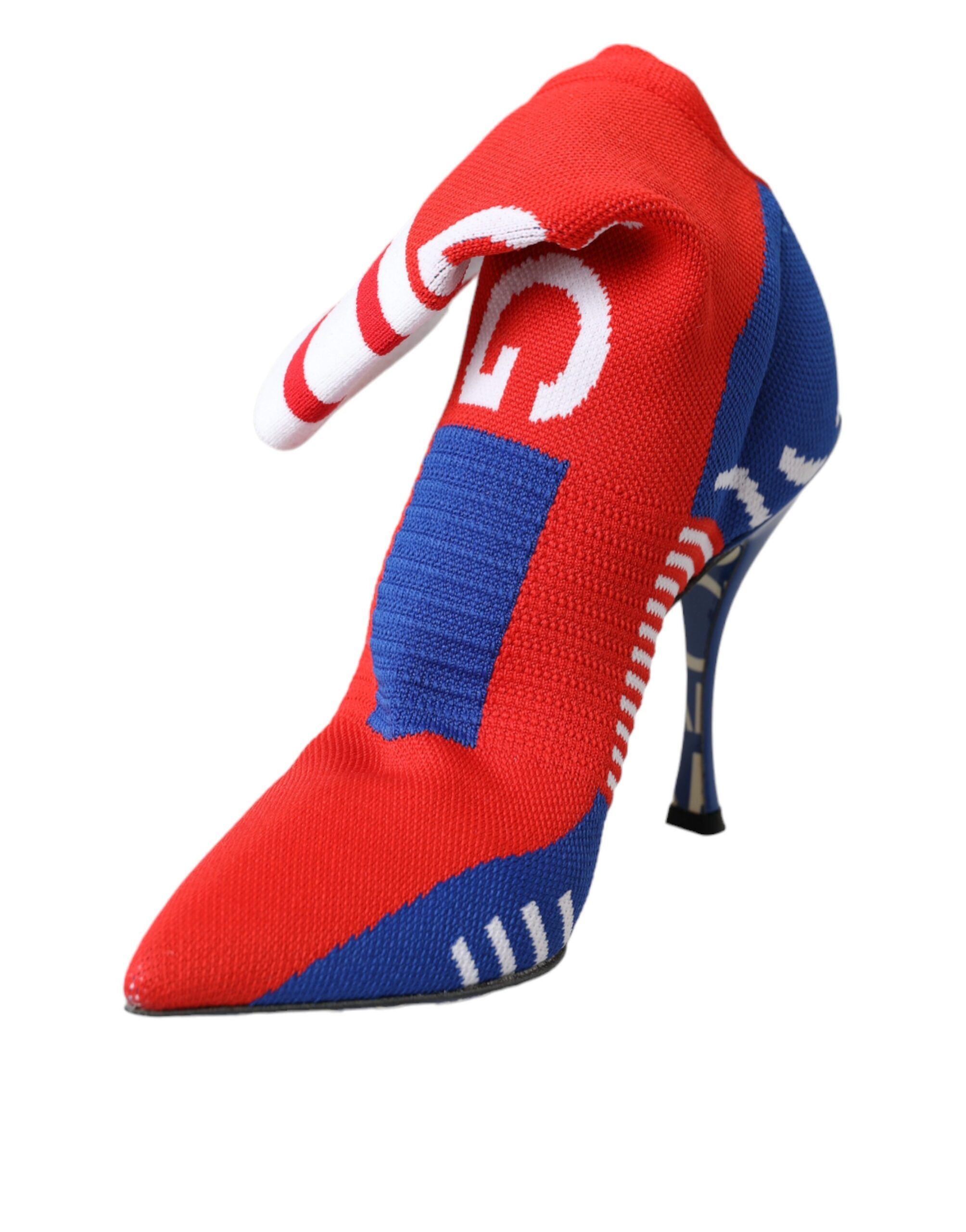 Red Blue Stretch Sock Style Ankle Boots Logo Women's Shoes (Pre-Owned) - Dolce & Gabbana - Modalova
