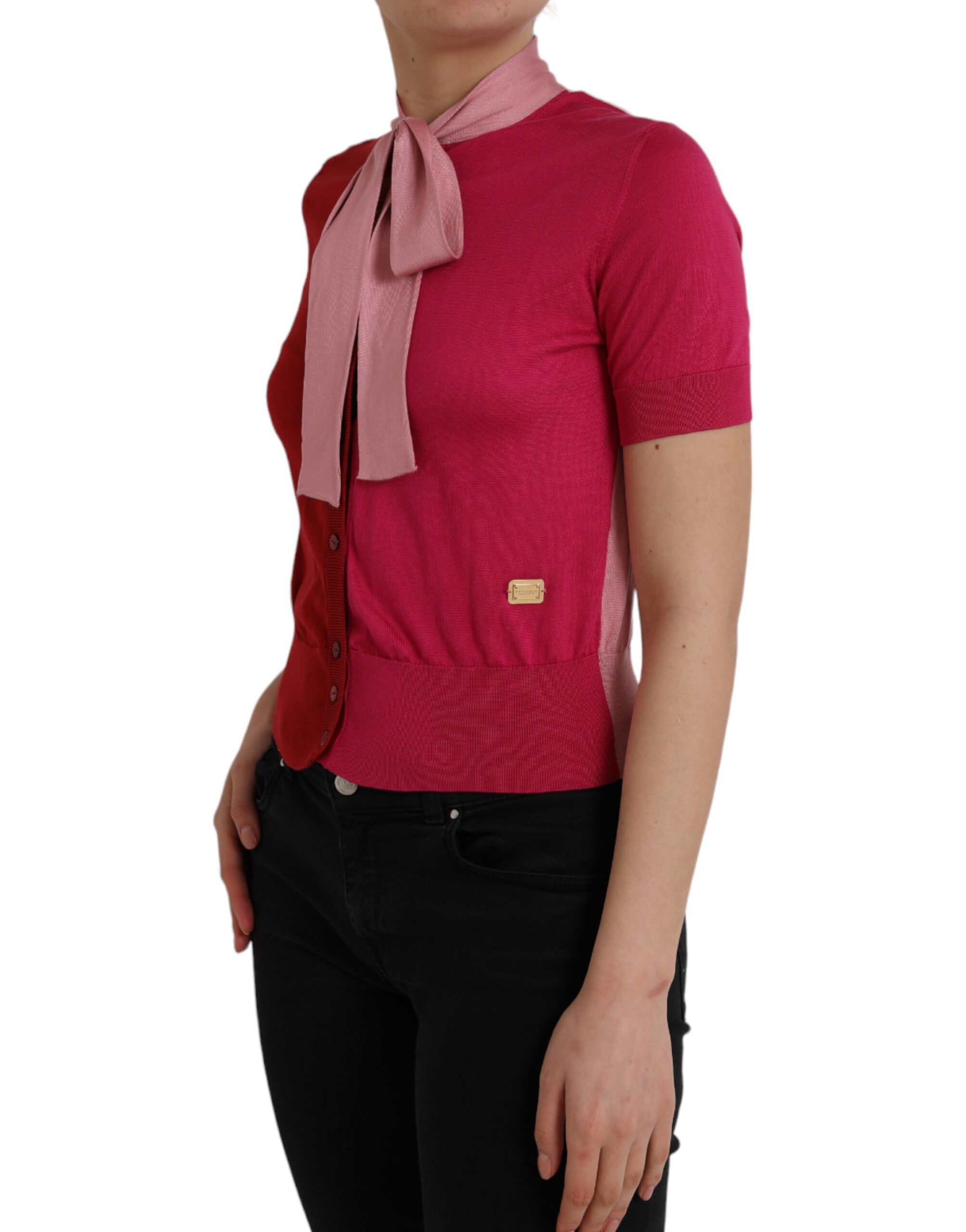 Short Sleeves Pullover Ascot Collar Women's Top - Dolce & Gabbana - Modalova