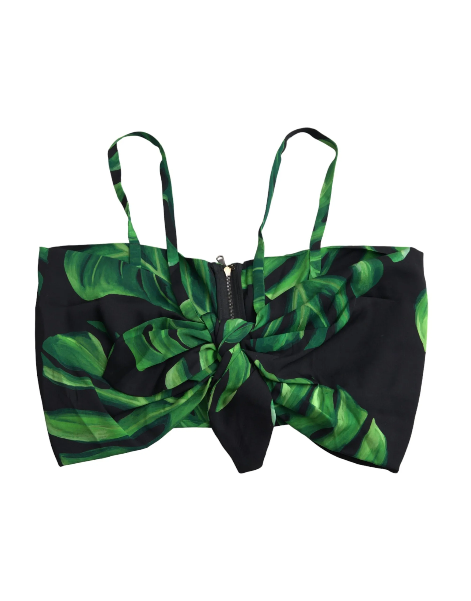 Green Leaf Silk Halter Cropped Women's Top - Dolce & Gabbana - Modalova