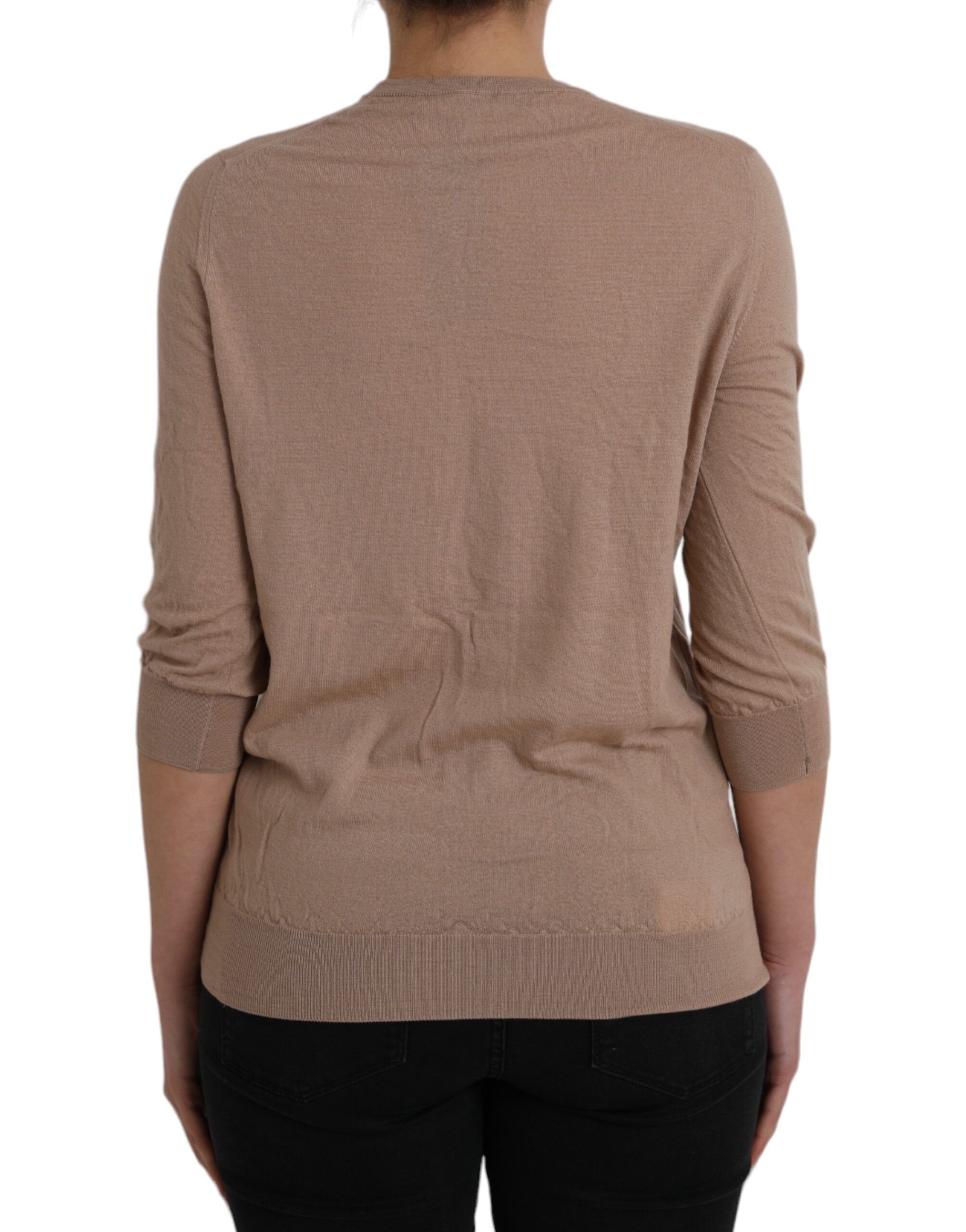 Brown Wool Black Lace 3/4 Sleeve Blouse Women's Top (Pre-Owned) - Dolce & Gabbana - Modalova