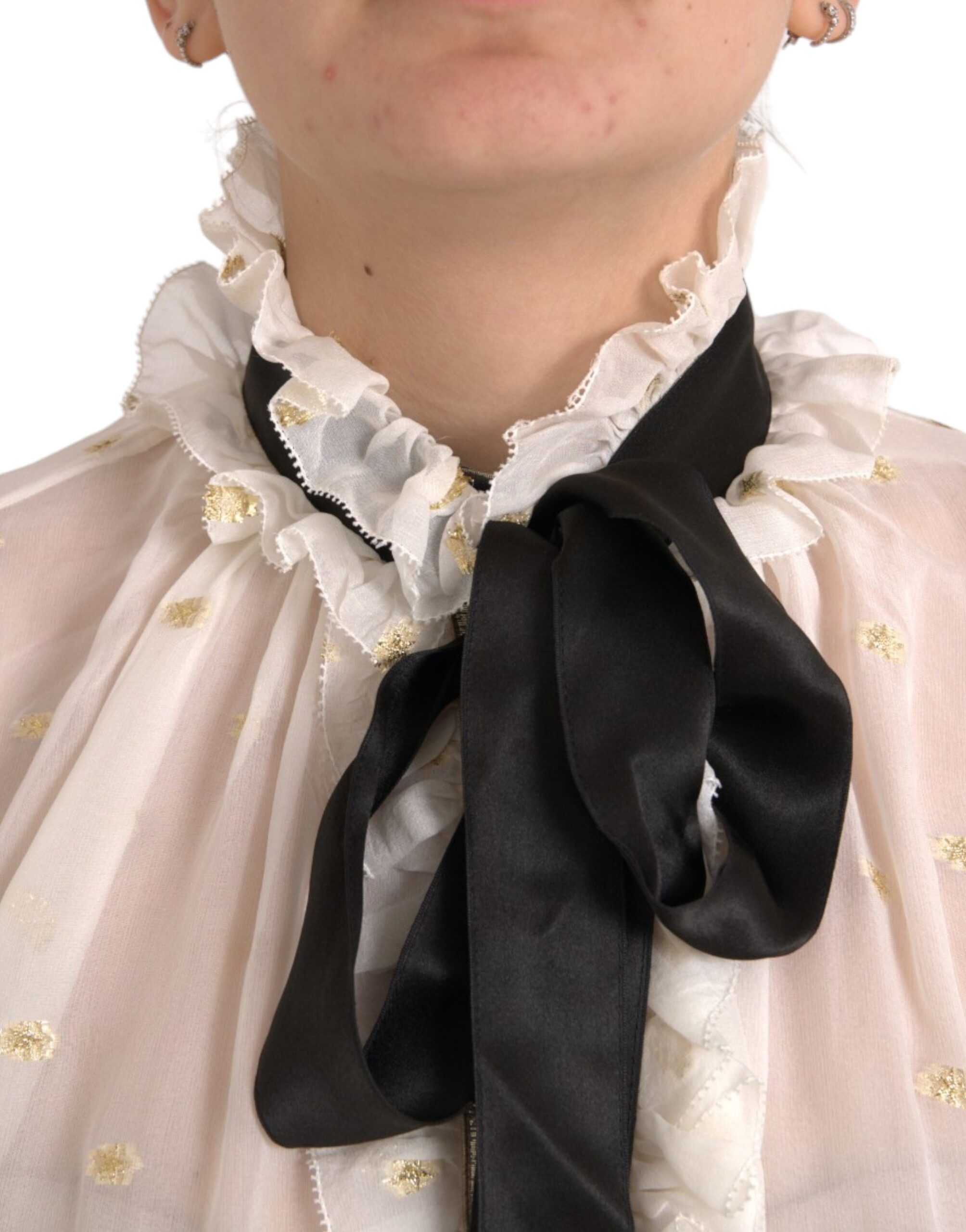 Silk Blend Ascot Collar Blouse Women's Top - Dolce & Gabbana - Modalova