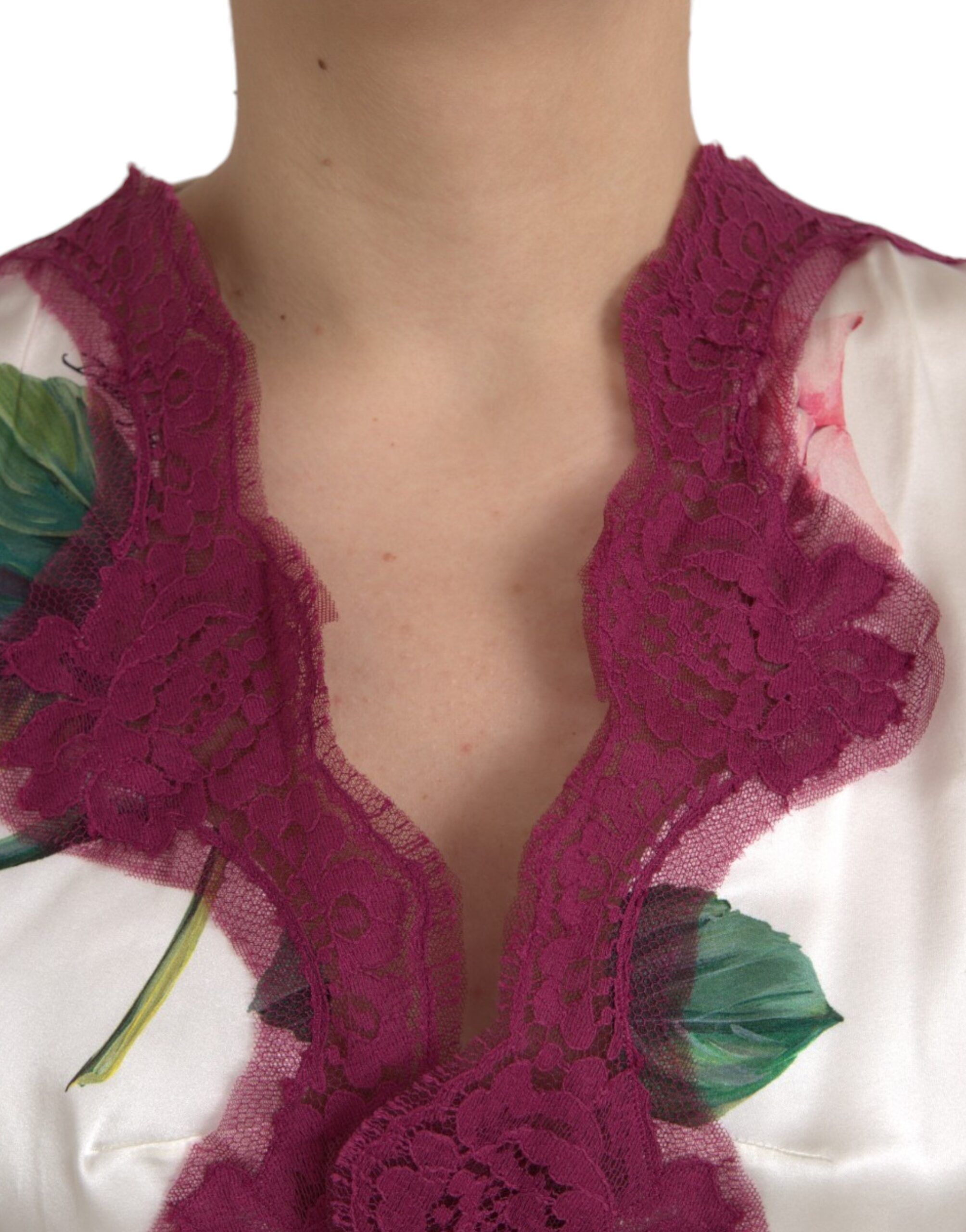 Floral Lace Silk Short Sleeves Women's Top (Pre-Owned) - Dolce & Gabbana - Modalova