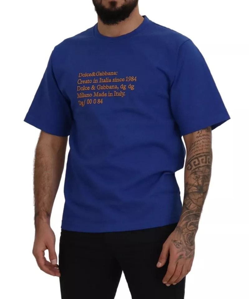 Logo Print Crewneck Cotton Men's T-shirt (Pre-Owned) - Dolce & Gabbana - Modalova