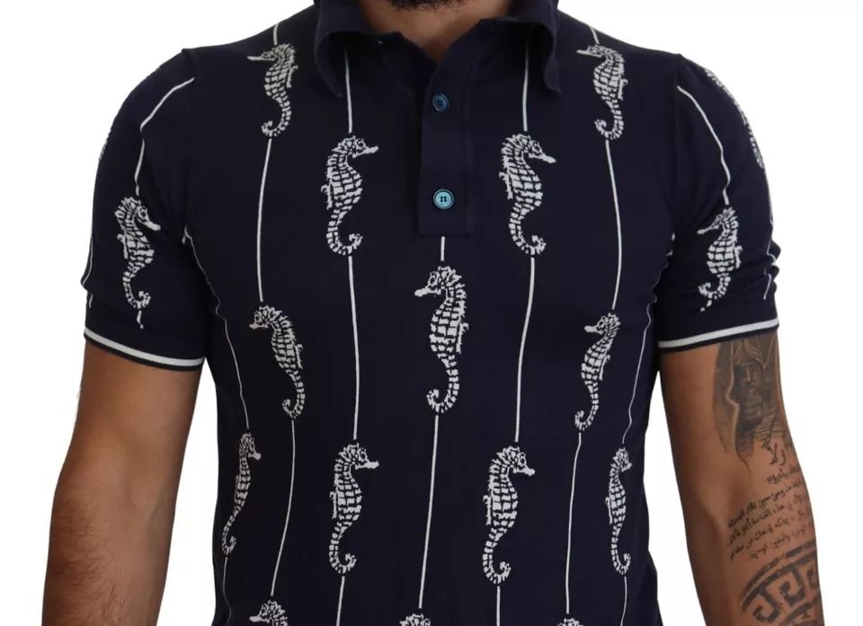 Dark Sea Horse Collared Polo Men's T-shirt (Pre-Owned) - Dolce & Gabbana - Modalova