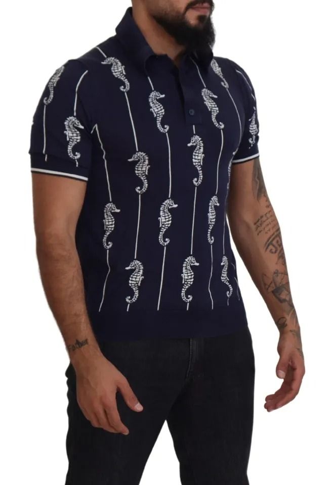 Dark Sea Horse Collared Polo Men's T-shirt (Pre-Owned) - Dolce & Gabbana - Modalova