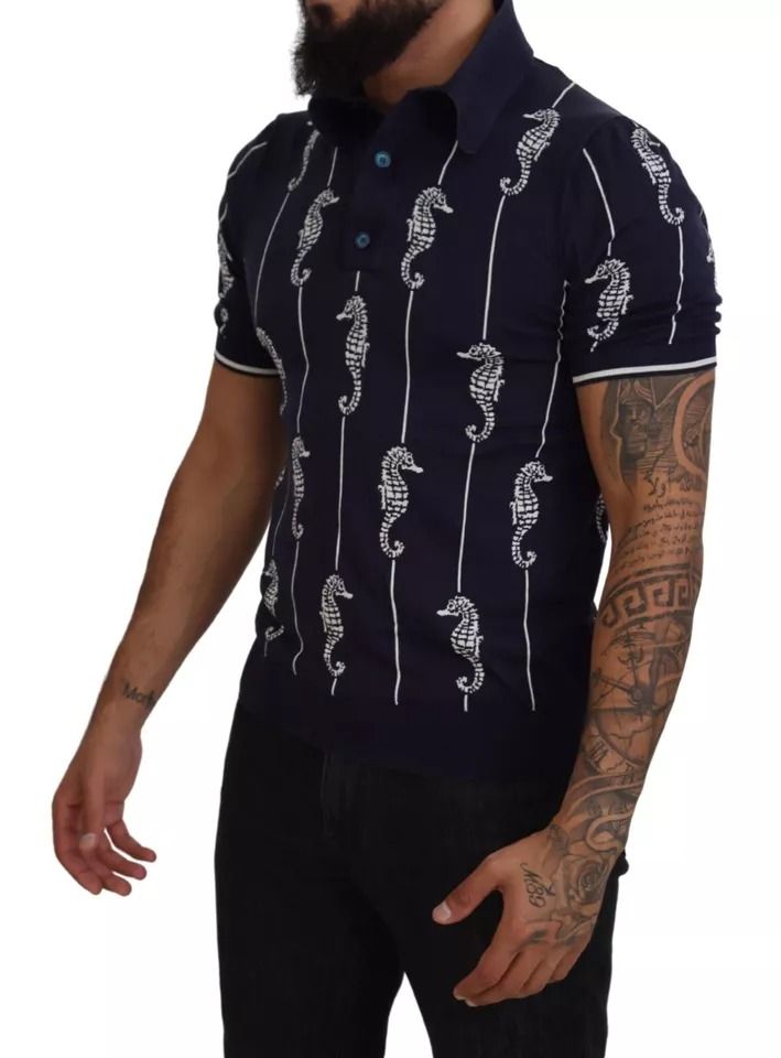 Dark Sea Horse Collared Polo Men's T-shirt (Pre-Owned) - Dolce & Gabbana - Modalova