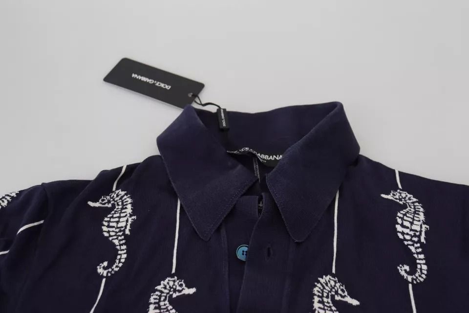 Dark Sea Horse Collared Polo Men's T-shirt (Pre-Owned) - Dolce & Gabbana - Modalova