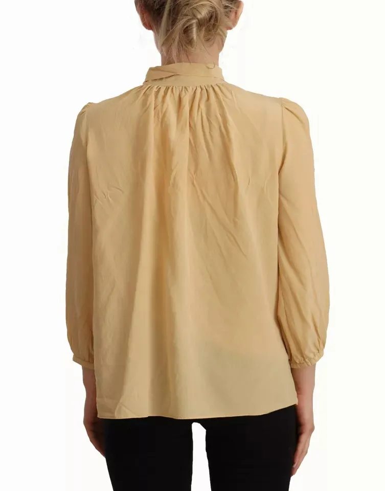 Mustard Ascot Collar Shirt Silk Blouse Women's Top (Pre-Owned) - Dolce & Gabbana - Modalova
