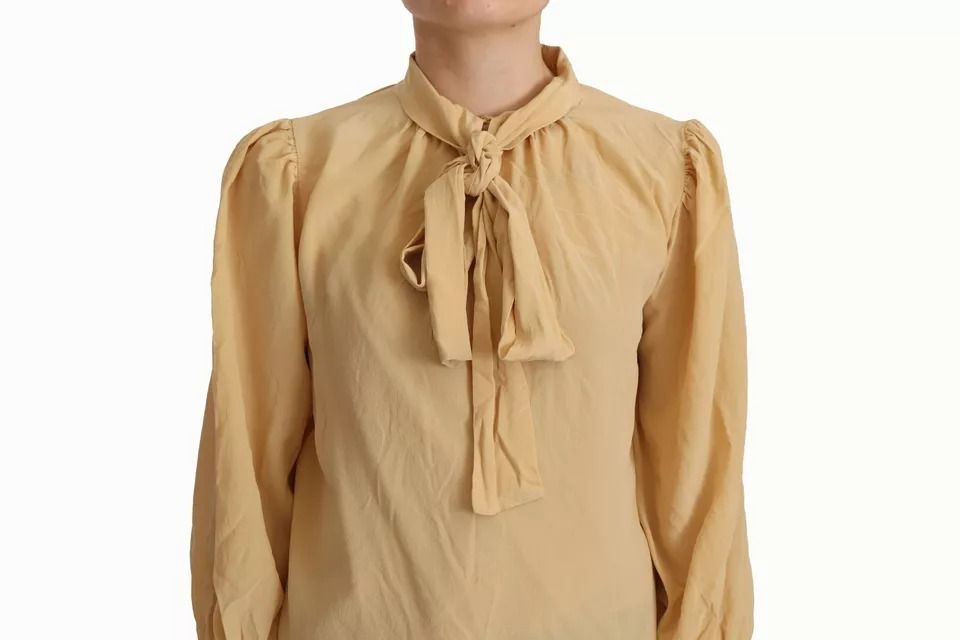 Mustard Ascot Collar Shirt Silk Blouse Women's Top (Pre-Owned) - Dolce & Gabbana - Modalova