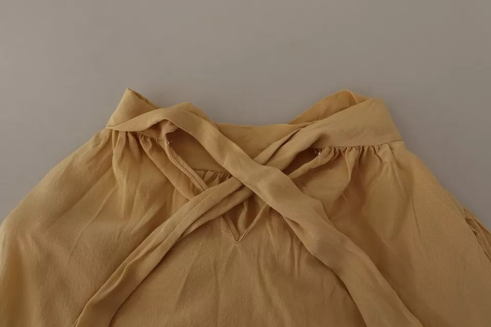 Mustard Ascot Collar Shirt Silk Blouse Women's Top (Pre-Owned) - Dolce & Gabbana - Modalova
