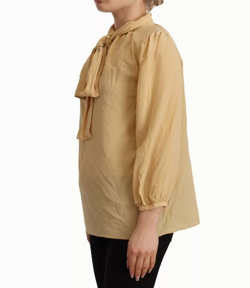 Mustard Ascot Collar Shirt Silk Blouse Women's Top (Pre-Owned) - Dolce & Gabbana - Modalova