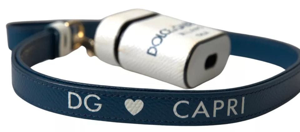 Blue Calf Leather Logo Print Strap Airpods Case (Pre-Owned) - Dolce & Gabbana - Modalova