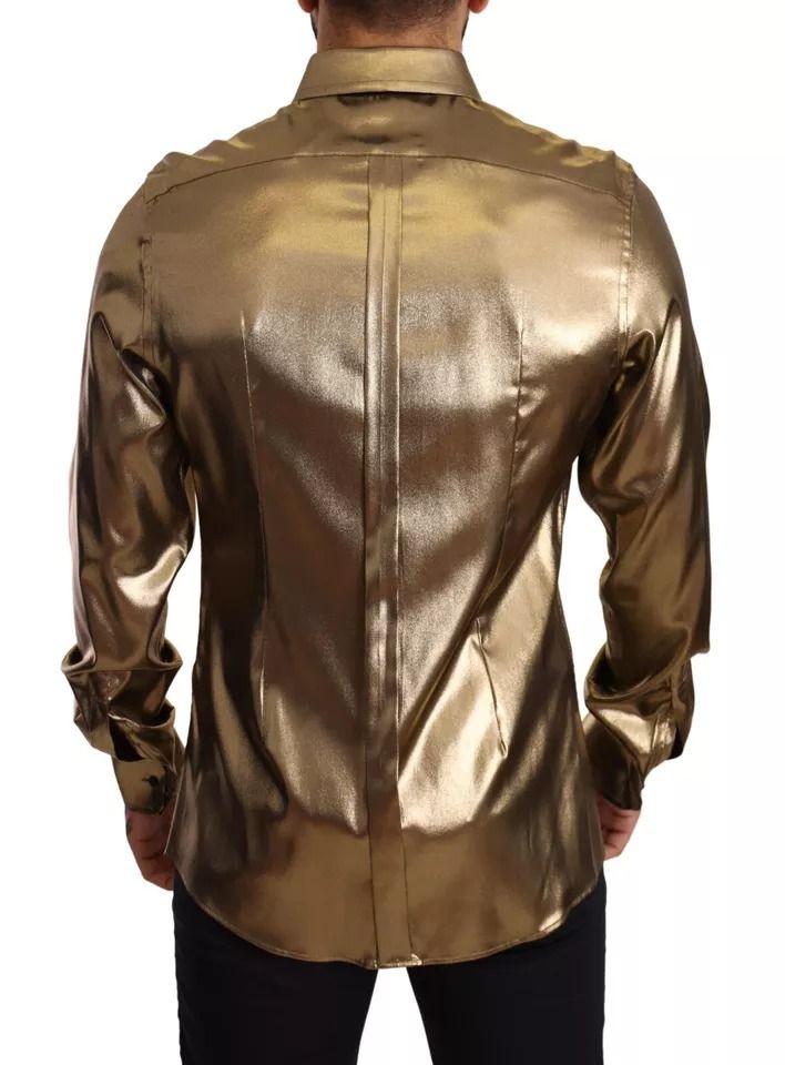 Metallic DG Embroidered Crown Silk Top Men's Shirt (Pre-Owned) - Dolce & Gabbana - Modalova