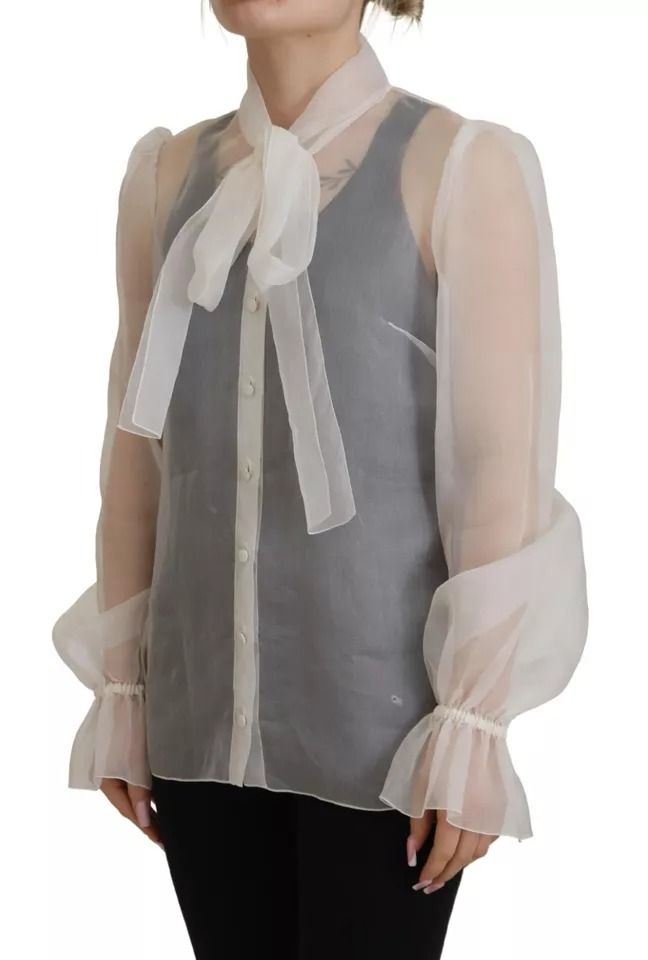 Ascot Collar Long Sleeves Blouse Women's Top (Pre-Owned) - Dolce & Gabbana - Modalova