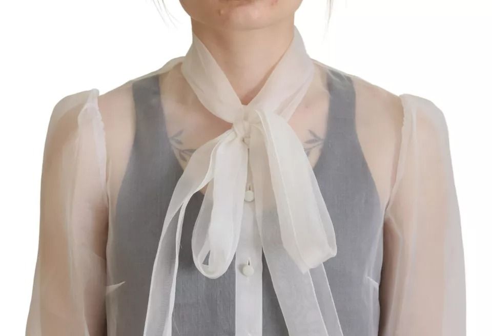 Ascot Collar Long Sleeves Blouse Women's Top (Pre-Owned) - Dolce & Gabbana - Modalova