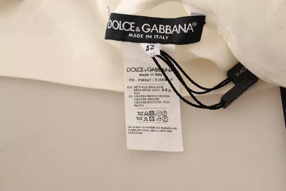 White Blouse Ascot Collar Shirt Silk Button Women's Top (Pre-Owned) - Dolce & Gabbana - Modalova
