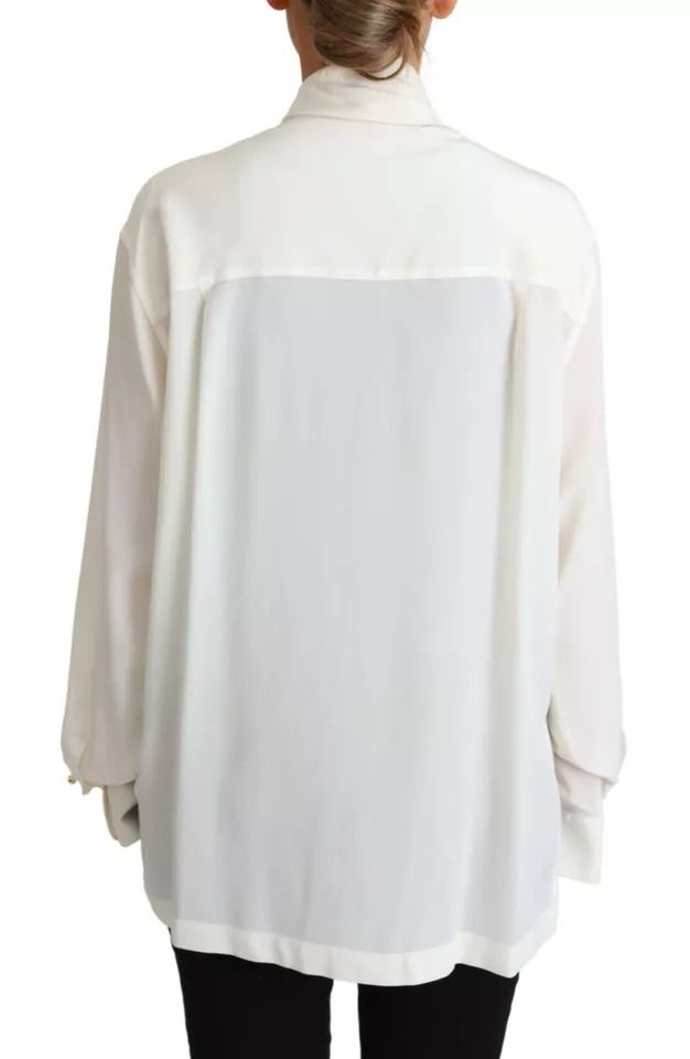 White Blouse Ascot Collar Shirt Silk Women's Top (Pre-Owned) - Dolce & Gabbana - Modalova