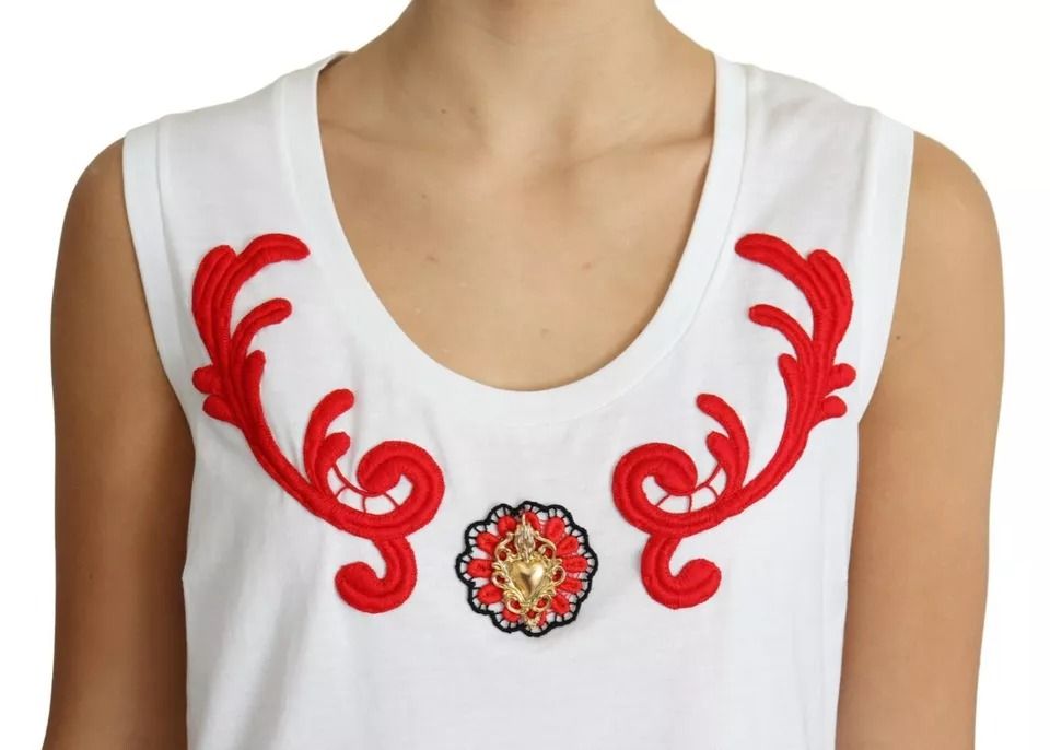 Cotton Heart Applique Sleeveless Tank Women's Top (Pre-Owned) - Dolce & Gabbana - Modalova
