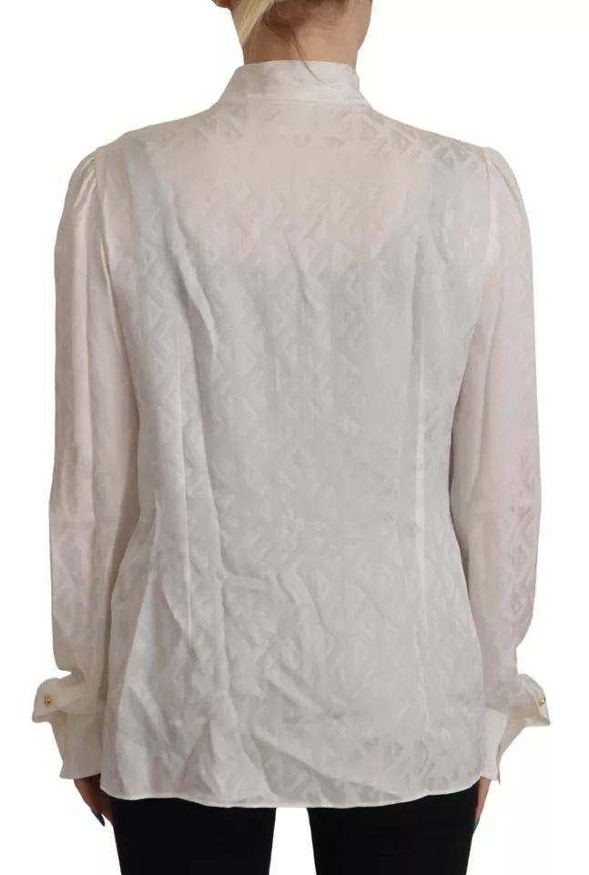 Patterned Silk Ascot Collar Blouse Women's Top (Pre-Owned) - Dolce & Gabbana - Modalova