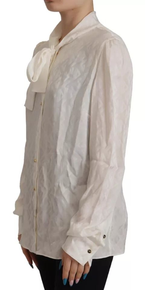 Patterned Silk Ascot Collar Blouse Women's Top (Pre-Owned) - Dolce & Gabbana - Modalova