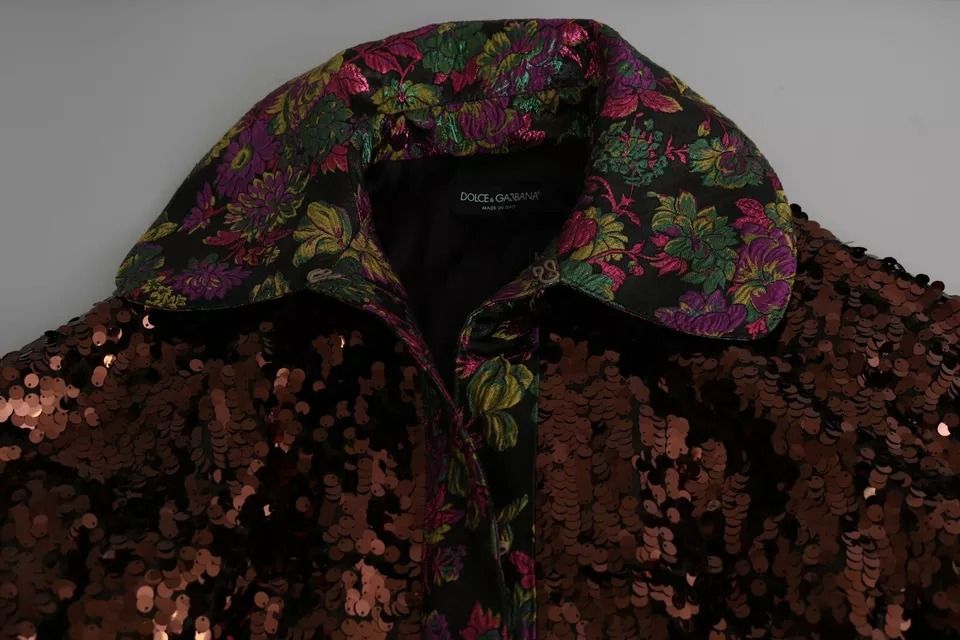 Sequined Long Coat Jaquard Women's Jacket - Dolce & Gabbana - Modalova