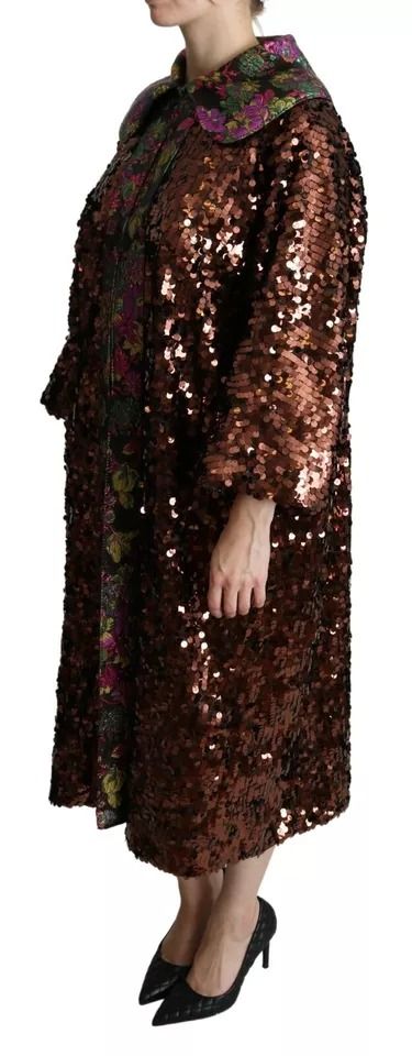Sequined Long Coat Jaquard Women's Jacket - Dolce & Gabbana - Modalova