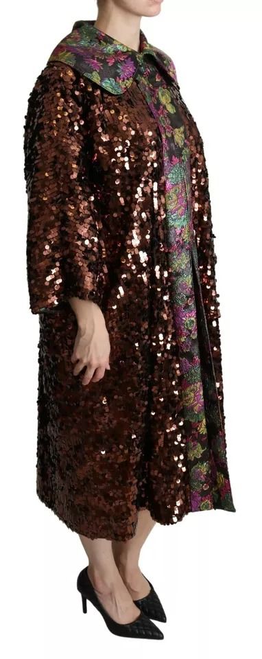 Sequined Long Coat Jaquard Women's Jacket - Dolce & Gabbana - Modalova