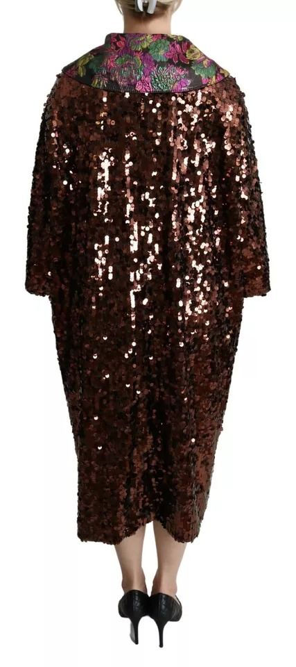 Sequined Long Coat Jaquard Women's Jacket - Dolce & Gabbana - Modalova