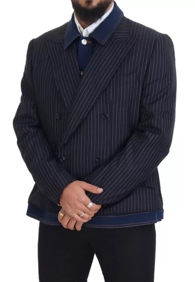 Striped Double Breasted Denim Men's Blazer (Pre-Owned) - Dolce & Gabbana - Modalova
