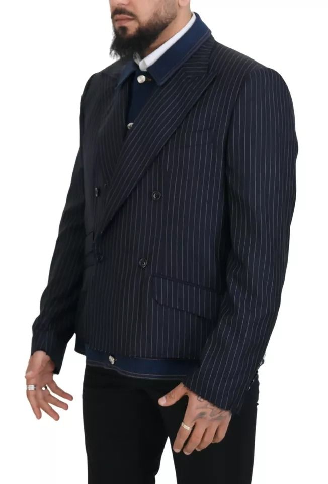 Striped Double Breasted Denim Men's Blazer (Pre-Owned) - Dolce & Gabbana - Modalova
