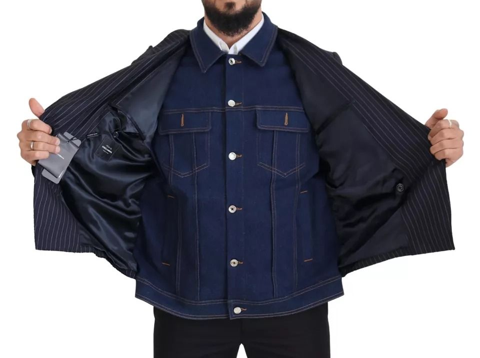 Striped Double Breasted Denim Men's Blazer (Pre-Owned) - Dolce & Gabbana - Modalova