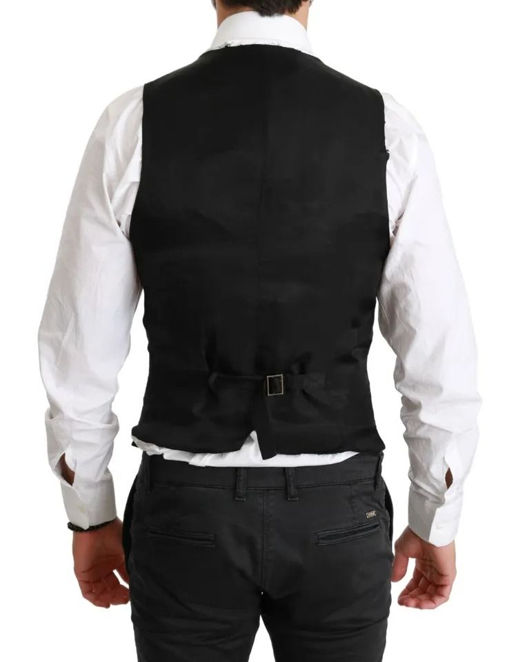 Solid STAFF Slim Fit Waistcoat Men's Vest (Pre-Owned) - Dolce & Gabbana - Modalova