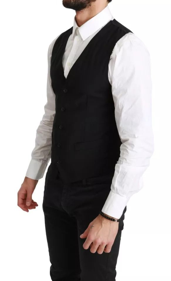 Solid STAFF Slim Fit Waistcoat Men's Vest (Pre-Owned) - Dolce & Gabbana - Modalova