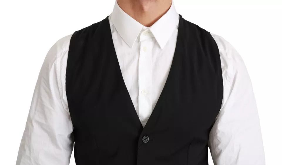 Solid STAFF Slim Fit Waistcoat Men's Vest (Pre-Owned) - Dolce & Gabbana - Modalova