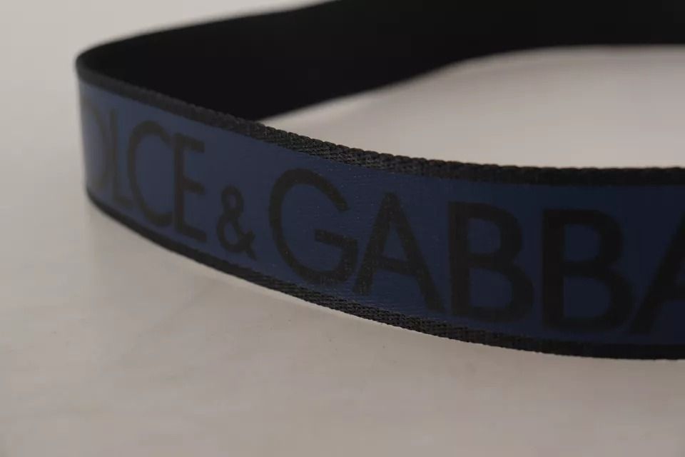 Blue Black Logo Print Silver Buckle Men's Belt (Pre-Owned) - Dolce & Gabbana - Modalova