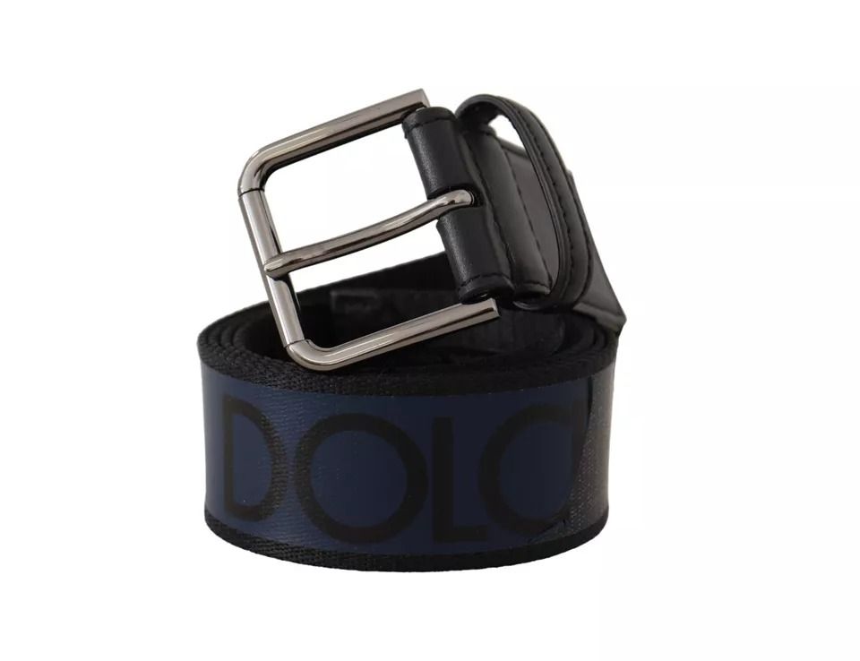 Blue Black Logo Print Silver Buckle Men's Belt (Pre-Owned) - Dolce & Gabbana - Modalova