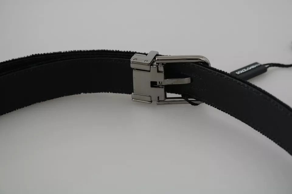 Velvet Leather Silver Buckle Women's Belt - Dolce & Gabbana - Modalova