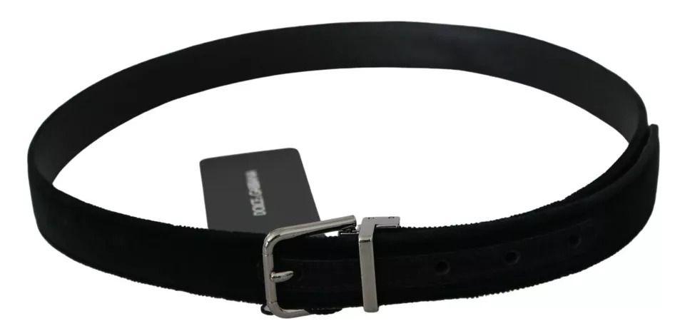 Velvet Leather Silver Buckle Women's Belt - Dolce & Gabbana - Modalova