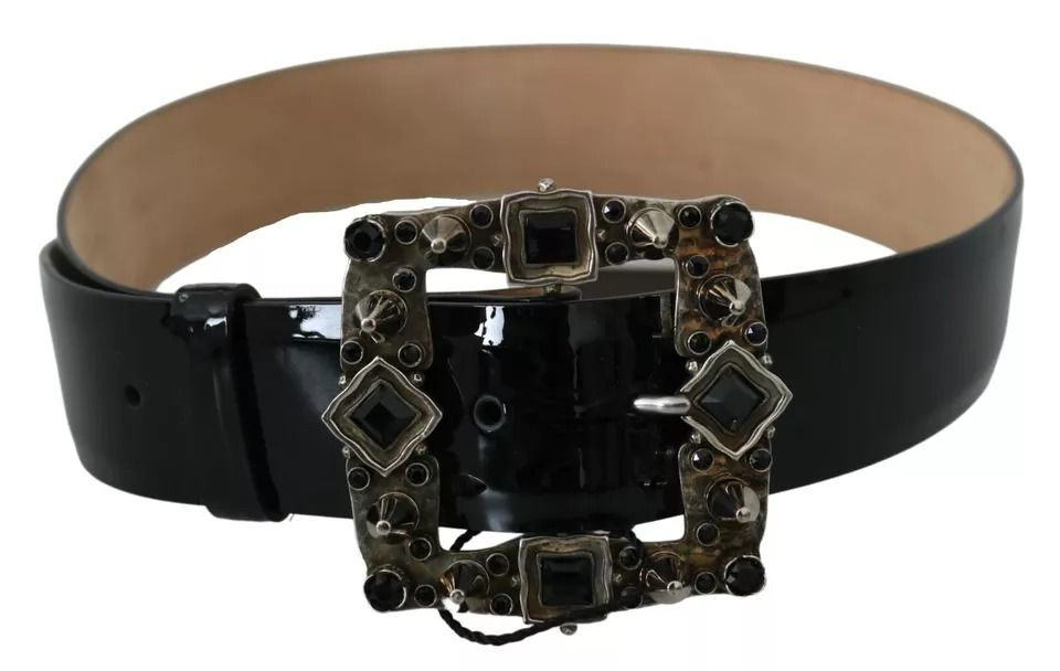Shiny Leather Crystal Logo Buckle Women's Belt (Pre-Owned) - Dolce & Gabbana - Modalova