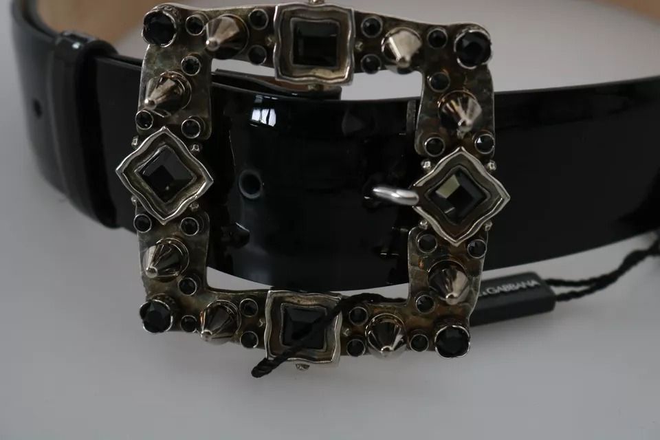 Shiny Leather Crystal Logo Buckle Women's Belt (Pre-Owned) - Dolce & Gabbana - Modalova