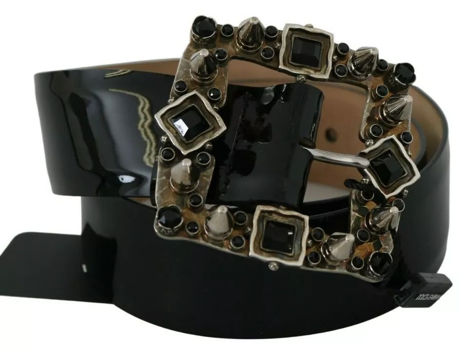 Shiny Leather Crystal Logo Buckle Women's Belt (Pre-Owned) - Dolce & Gabbana - Modalova