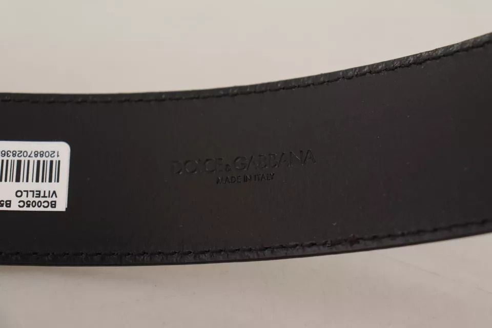 Dark Leather Logo Engraved Metal Buckle Men's Belt (Pre-Owned) - Dolce & Gabbana - Modalova