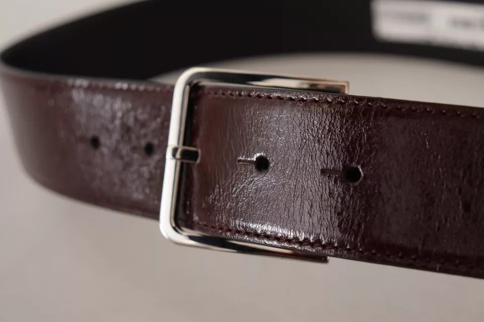 Dark Leather Logo Engraved Metal Buckle Men's Belt (Pre-Owned) - Dolce & Gabbana - Modalova