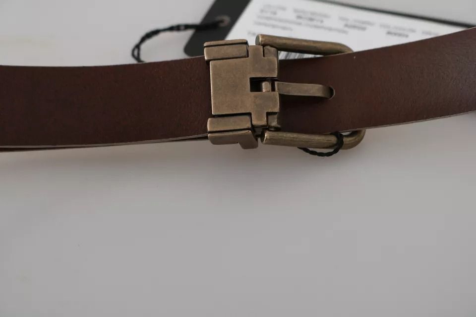 Cream Gold Buckle Waist Leather Men's Belt - Dolce & Gabbana - Modalova