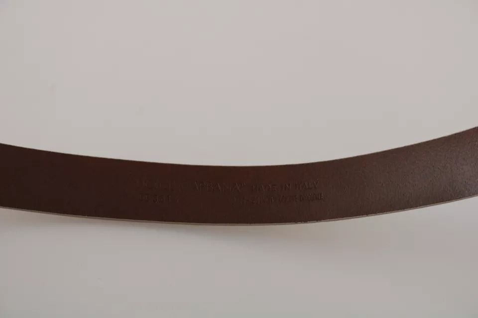 Cream Gold Buckle Waist Leather Men's Belt - Dolce & Gabbana - Modalova