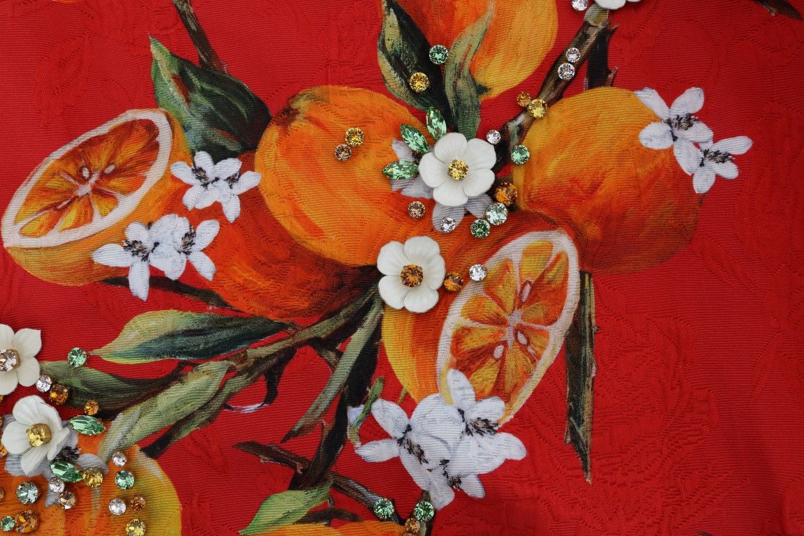 Orange Print Crystal-Embellished Women's Blouse - Dolce & Gabbana - Modalova