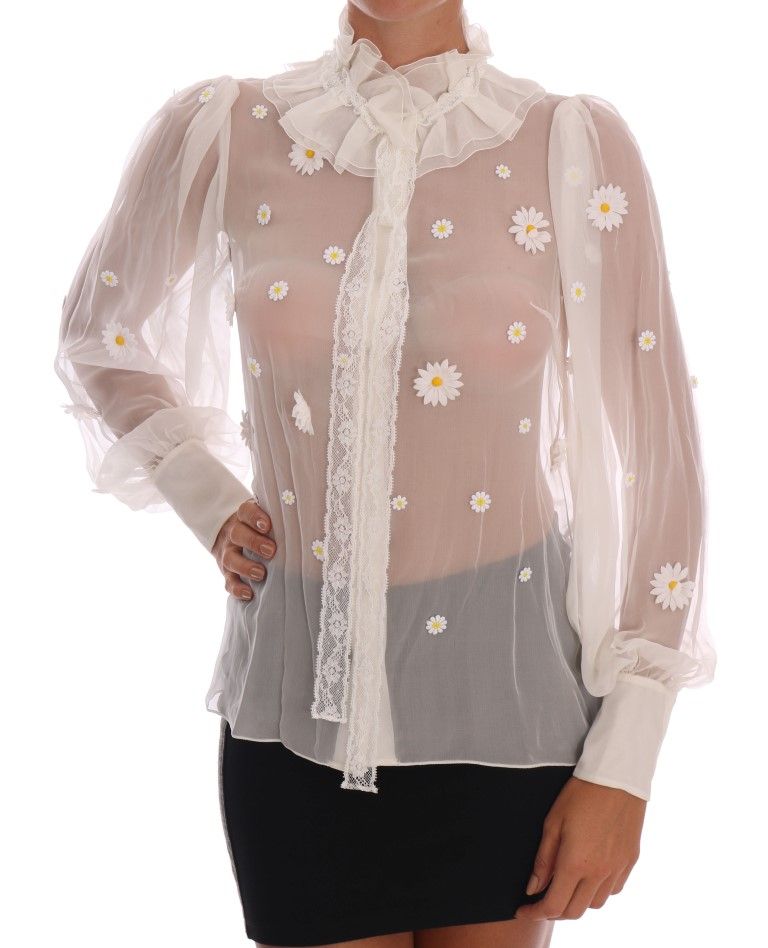Daisy Applique Silk Women's Shirt - Dolce & Gabbana - Modalova