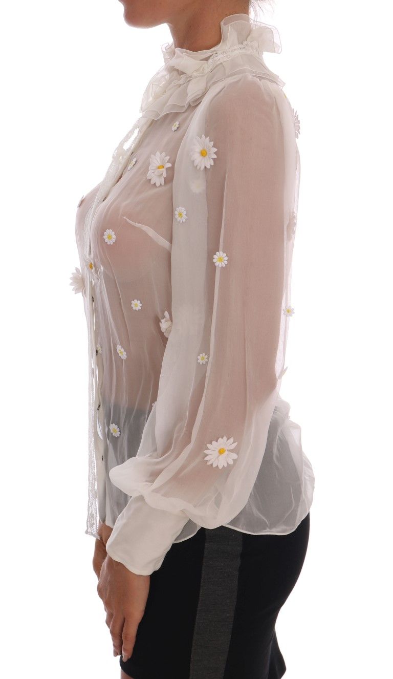 Daisy Applique Silk Women's Shirt - Dolce & Gabbana - Modalova